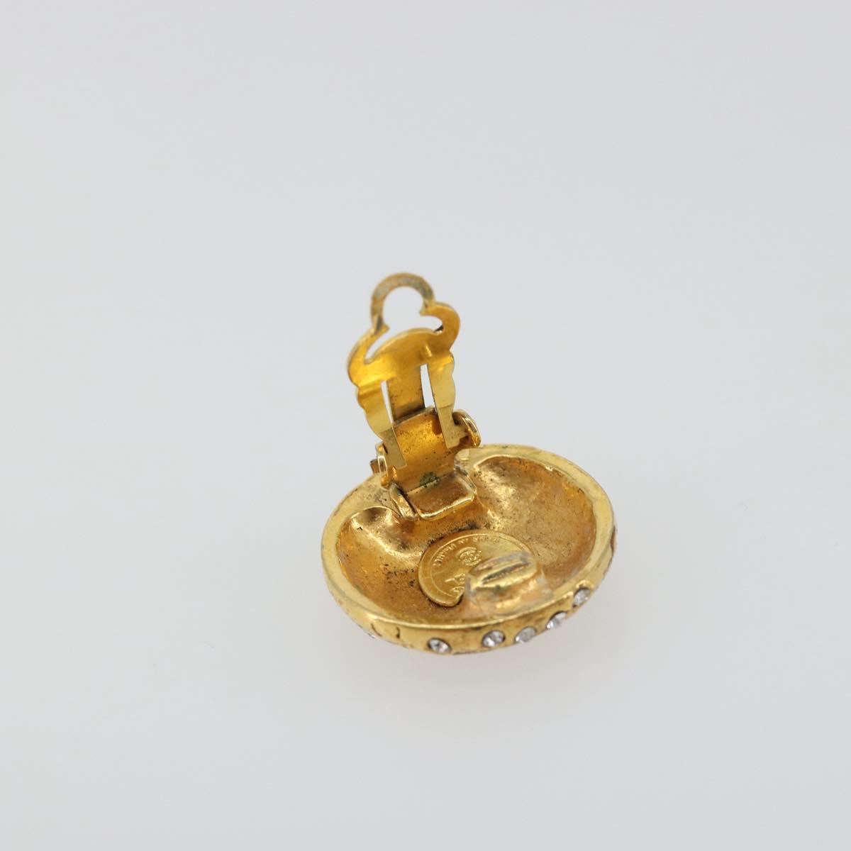 CHANEL Earring Metal Gold Tone CC Auth 198843