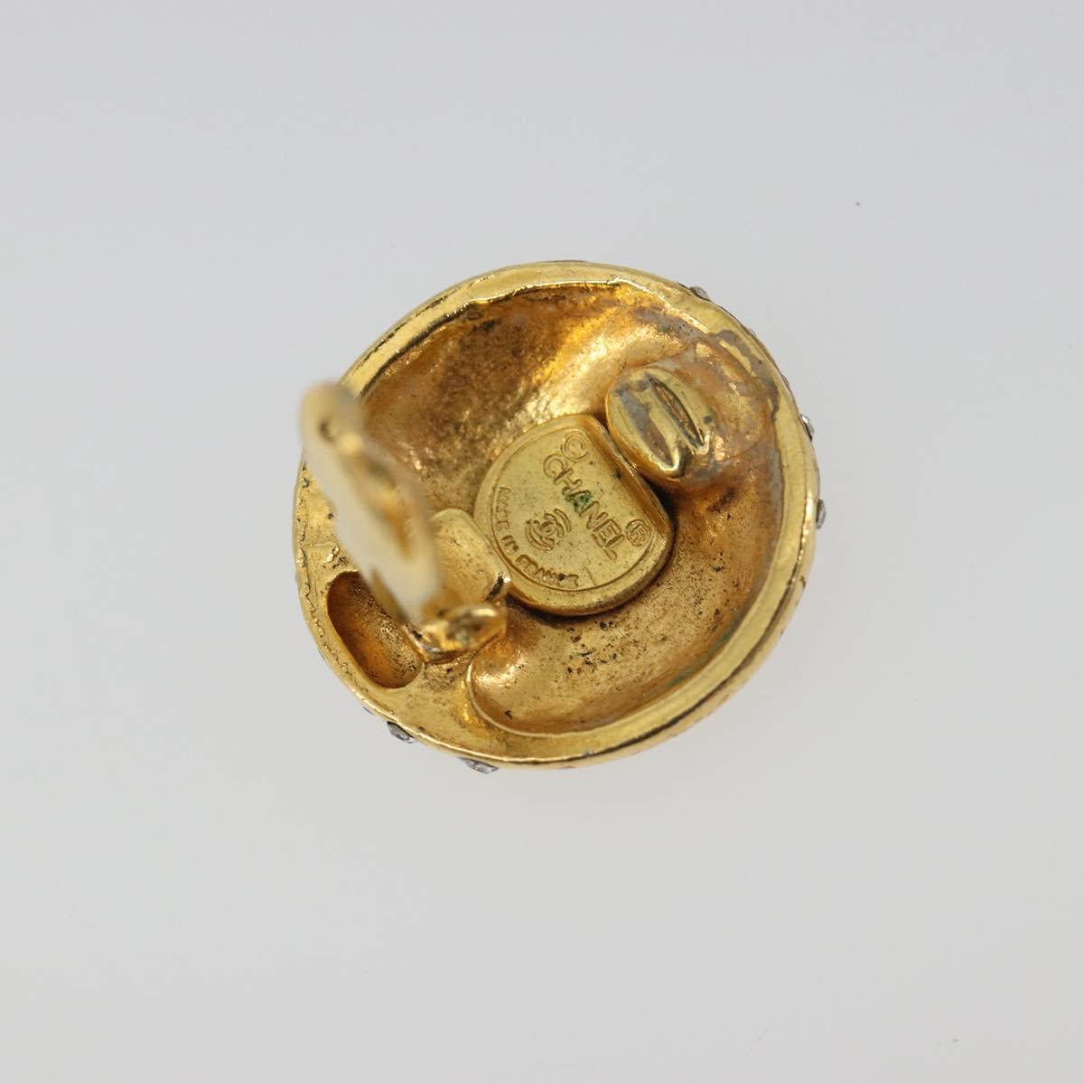 CHANEL Earring Metal Gold Tone CC Auth 198843
