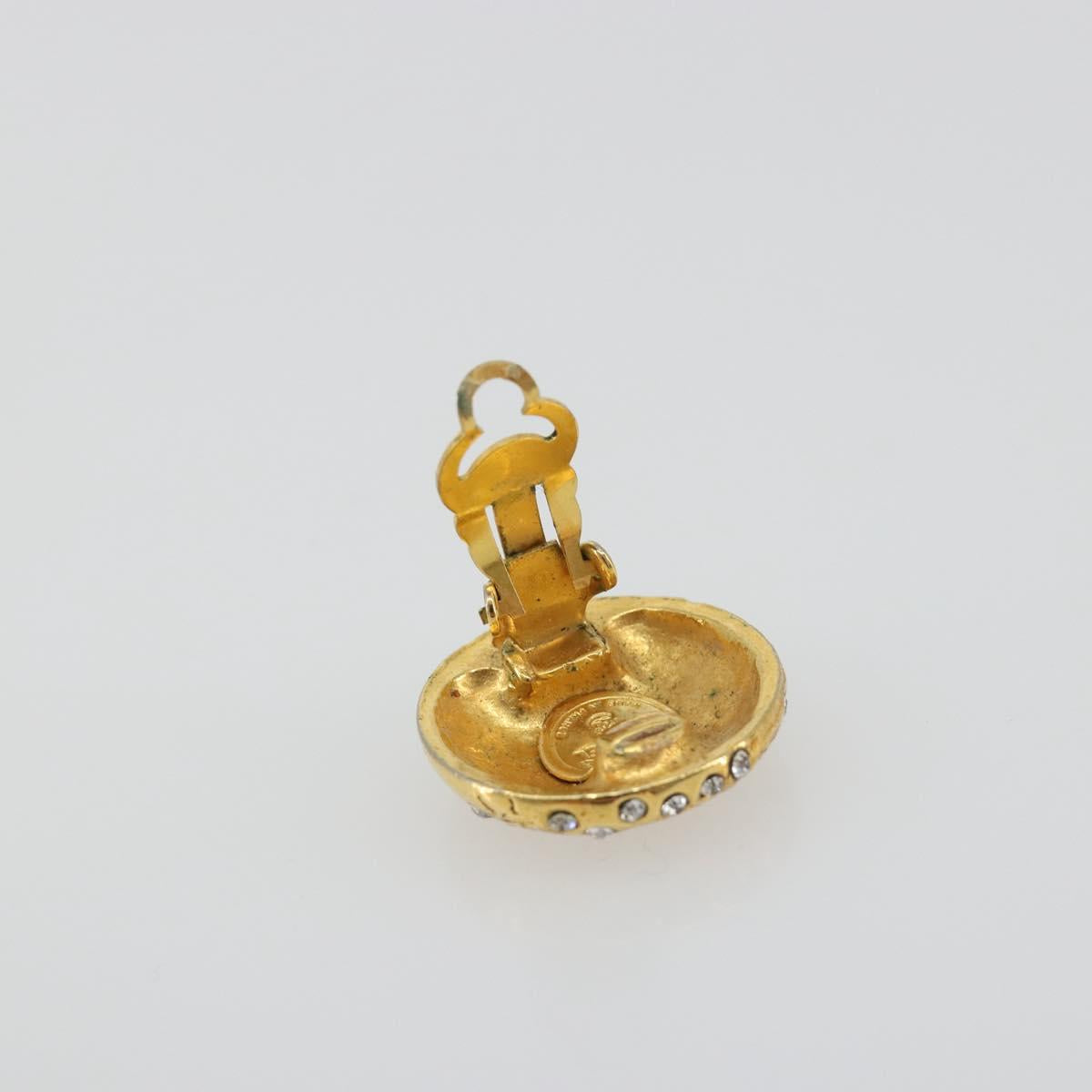 CHANEL Earring Metal Gold Tone CC Auth 198843