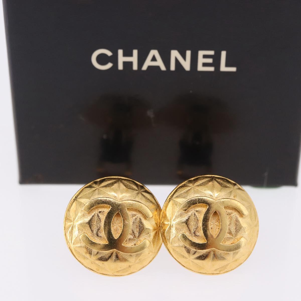 CHANEL Earring metal Gold Tone CC Auth 198844V