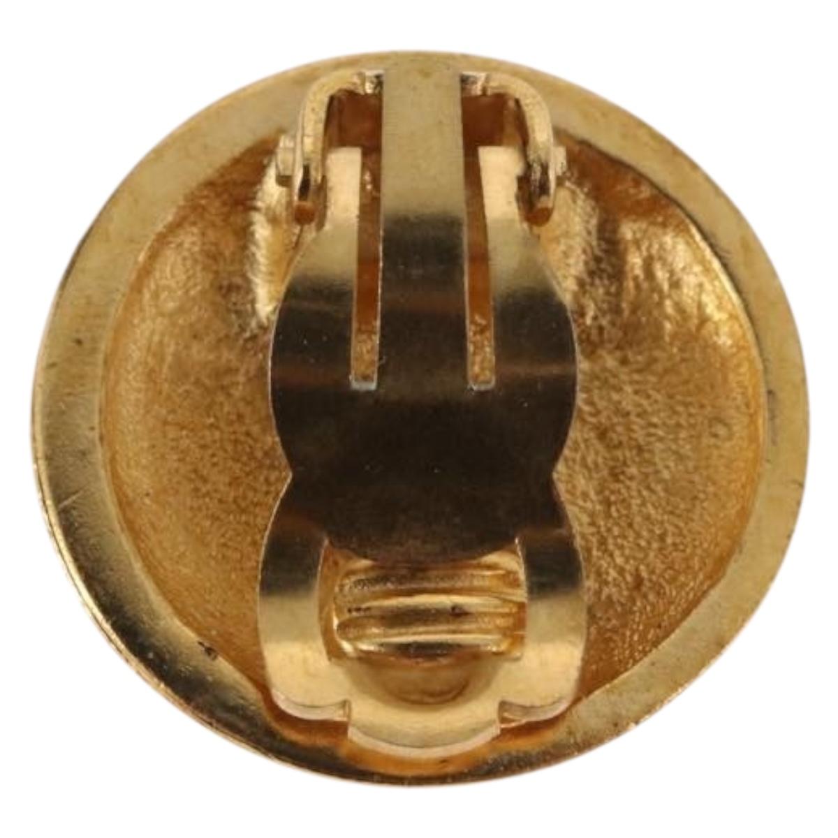 CHANEL Earring metal Gold Tone CC Auth 198844V