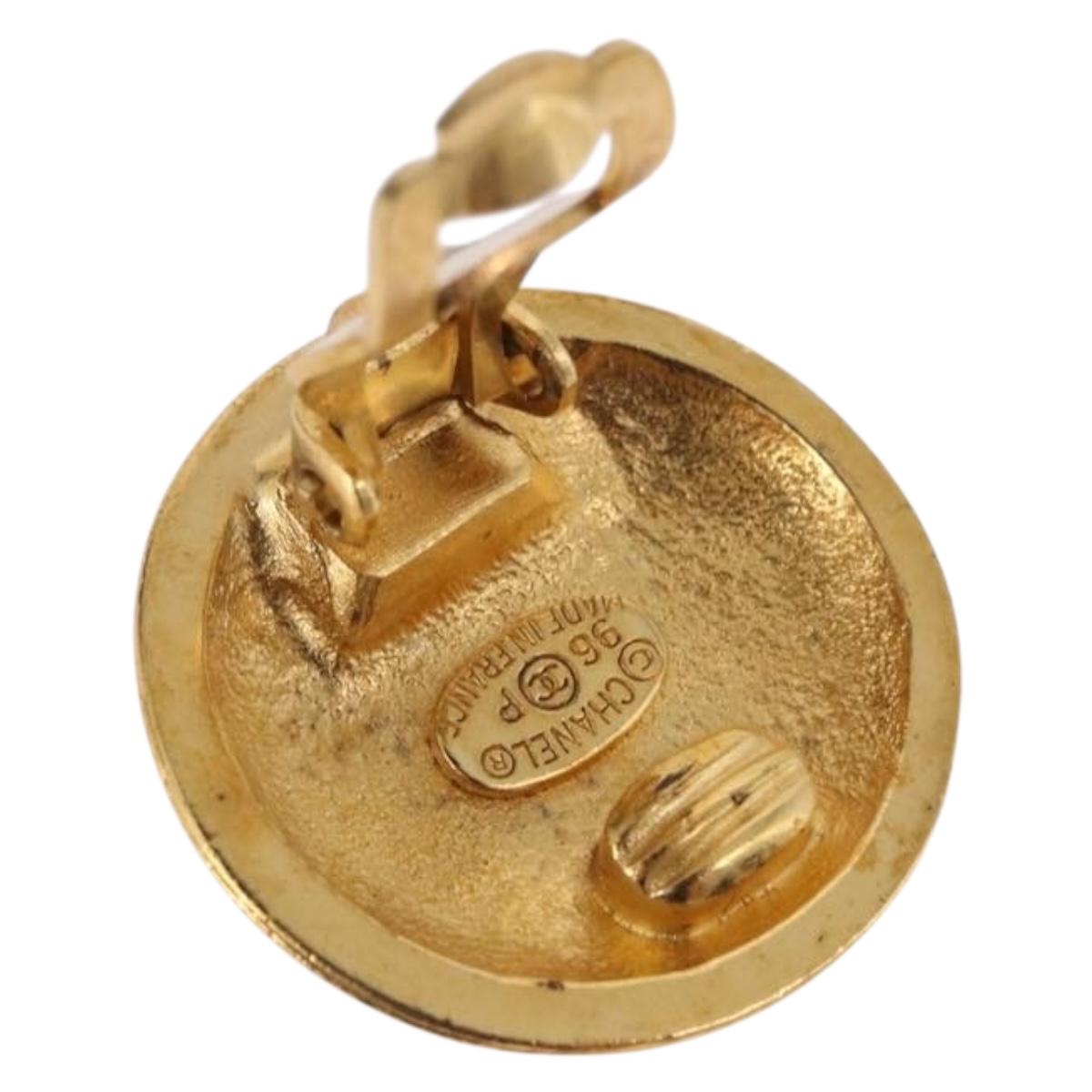 CHANEL Earring metal Gold Tone CC Auth 198844V