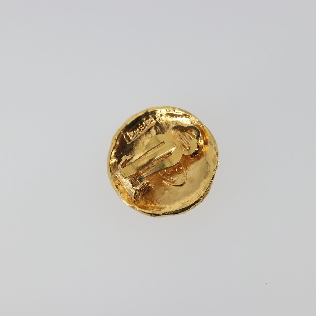 CHANEL Lion Earring Metal Gold Tone CC Auth 198845