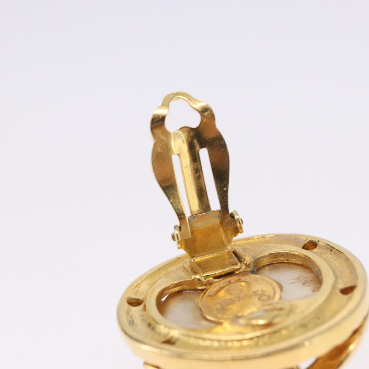 CHANEL Pearl Earring metal Gold Tone CC Auth 198846