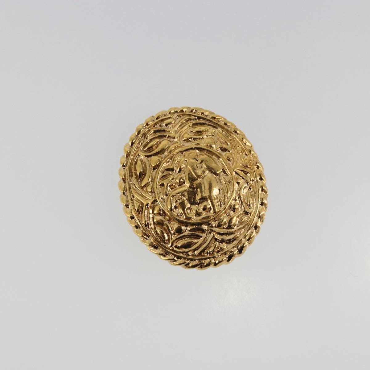 CHANEL Knight Earring Metal Gold Tone CC Auth 198847