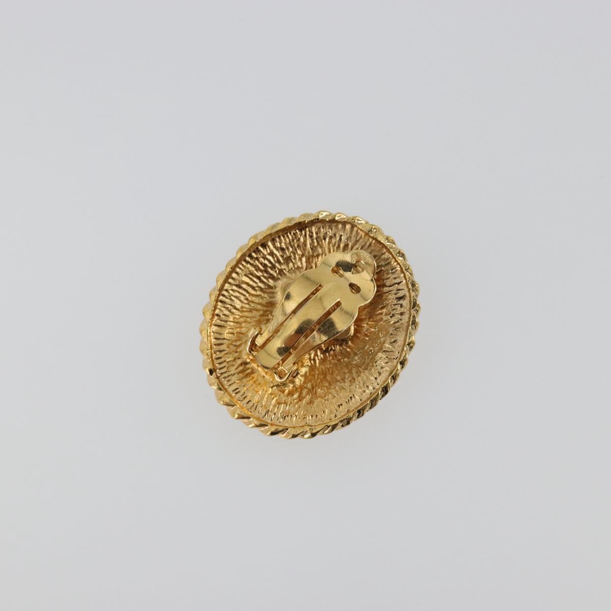 CHANEL Knight Earring Metal Gold Tone CC Auth 198847