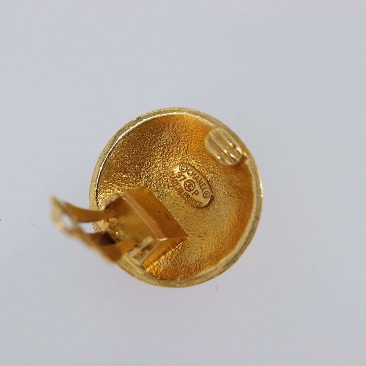 CHANEL Earring Metal Gold Tone CC Auth 198848V