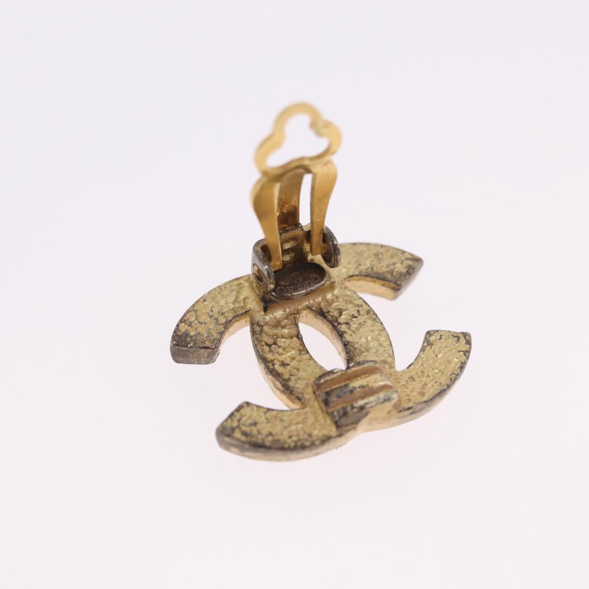 CHANEL Earring metal Gold Tone CC Auth 198849V