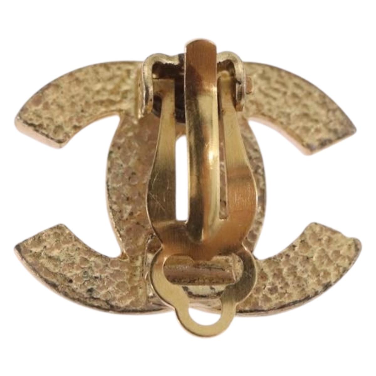 CHANEL Earring metal Gold Tone CC Auth 198849V
