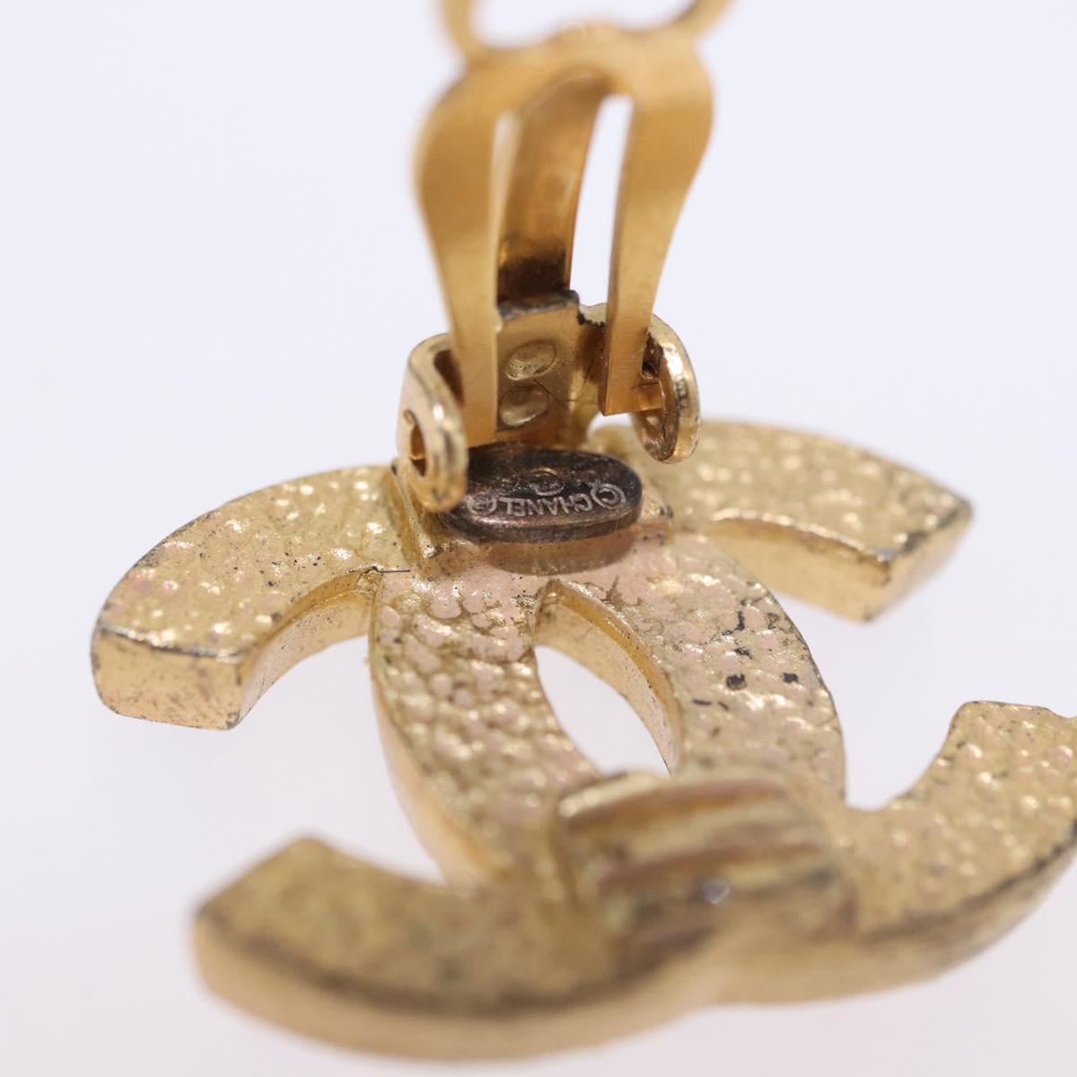 CHANEL Earring metal Gold Tone CC Auth 198849V