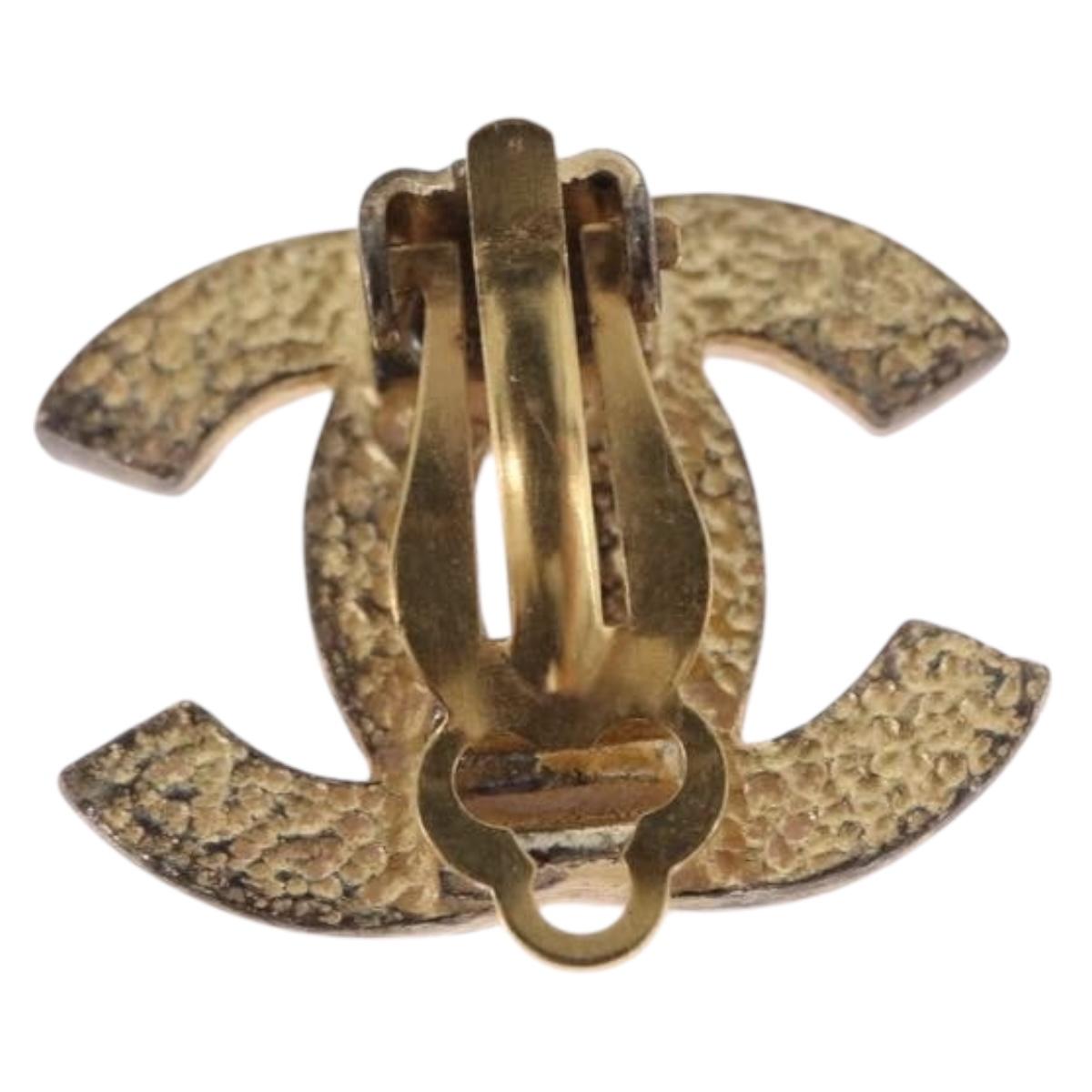 CHANEL Earring metal Gold Tone CC Auth 198849V