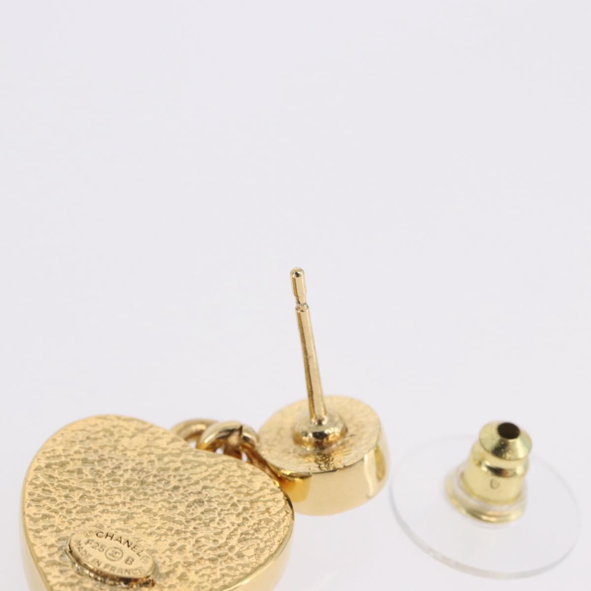CHANEL Coco Heart Pierce metal Gold Tone CC Auth 198850V