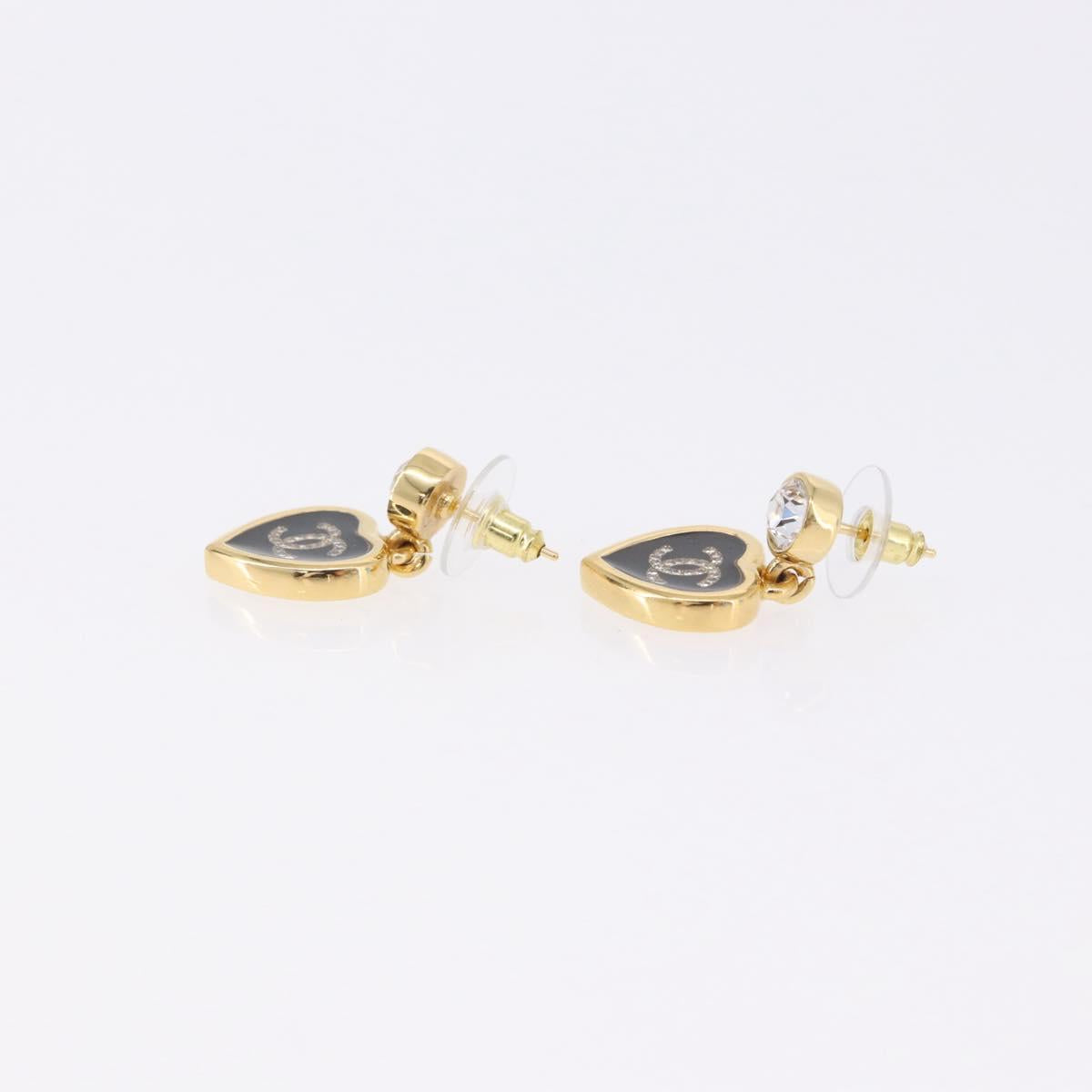 CHANEL Coco Heart Pierce metal Gold Tone CC Auth 198850V
