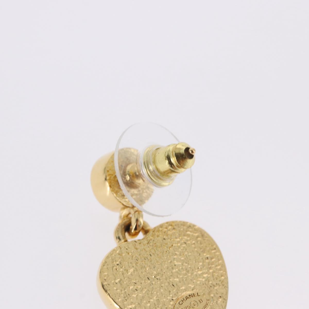 CHANEL Coco Heart Pierce metal Gold Tone CC Auth 198850V
