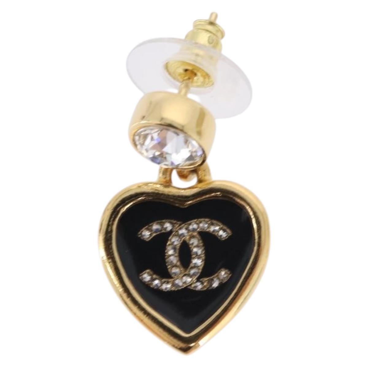 CHANEL Coco Heart Pierce metal Gold Tone CC Auth 198850V