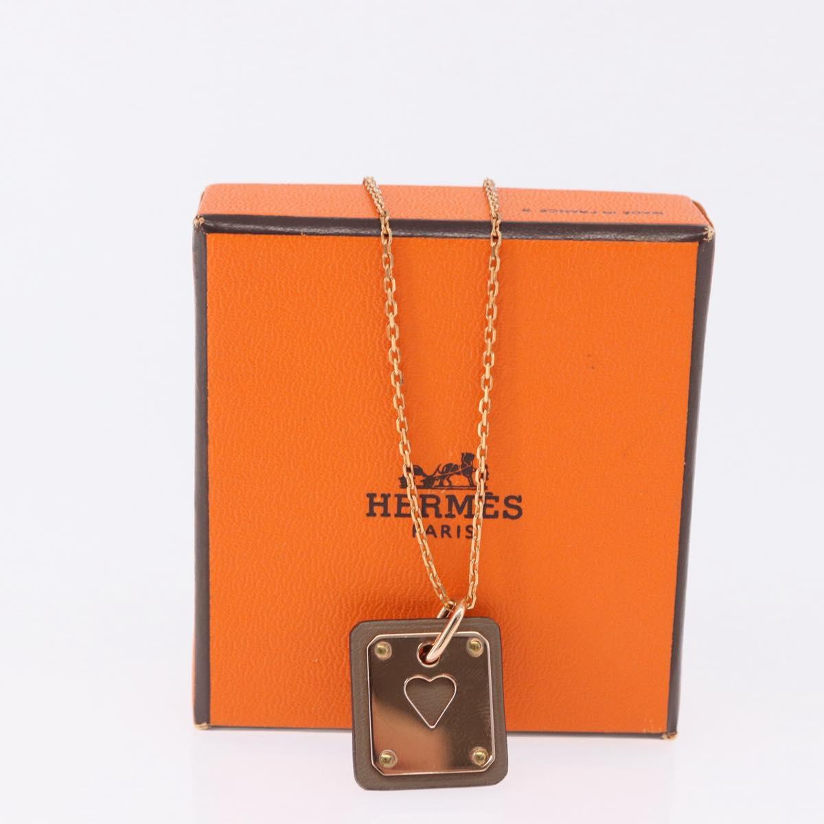 HERMES Asdu Cool PM Necklace metal Brown Auth 198852V