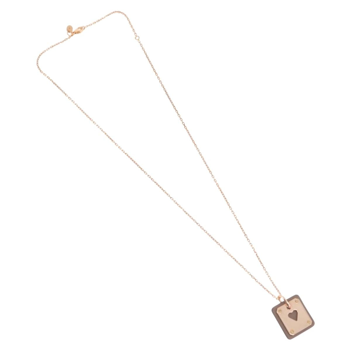 HERMES Asdu Cool PM Necklace metal Brown Auth 198852V