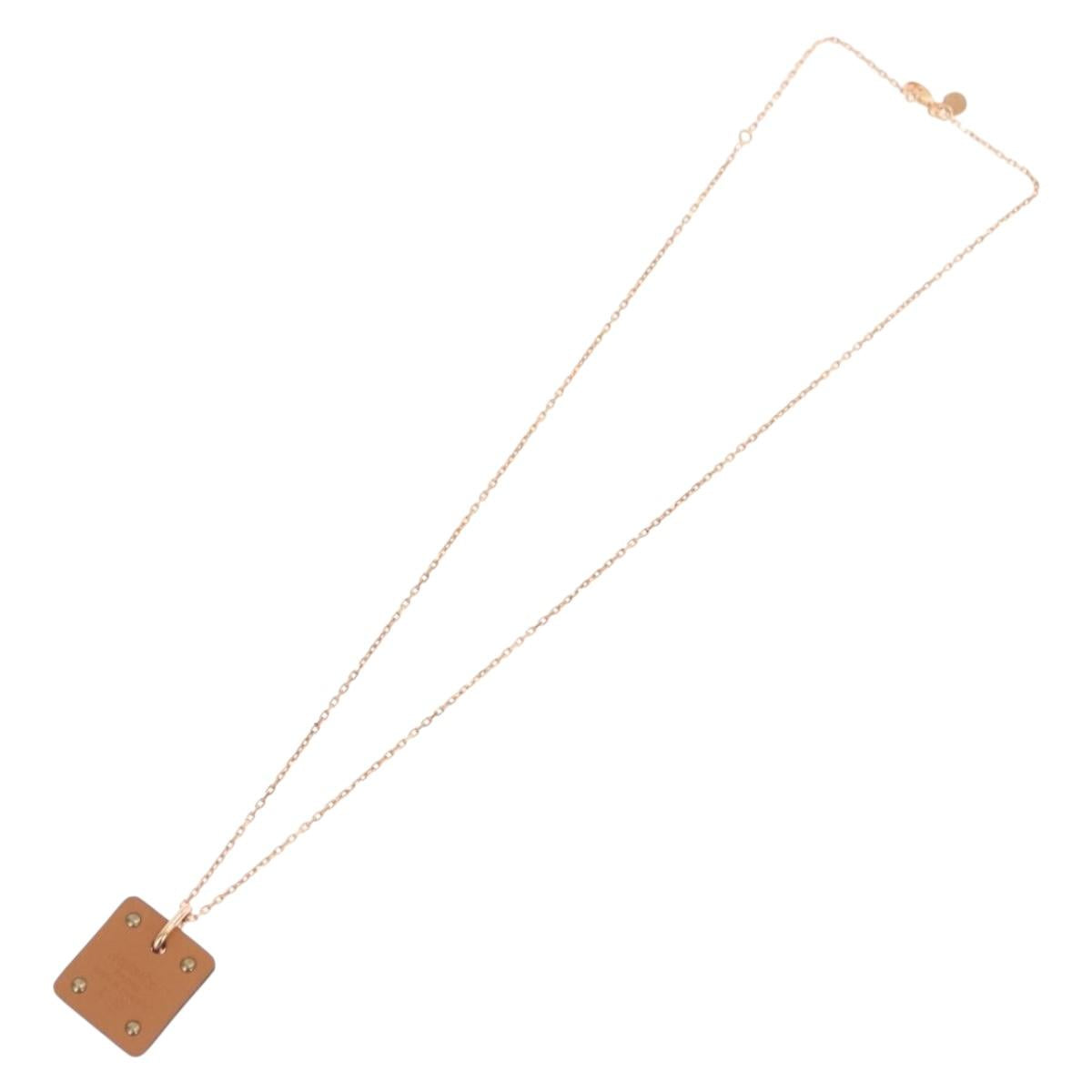 HERMES Asdu Cool PM Necklace metal Brown Auth 198852V