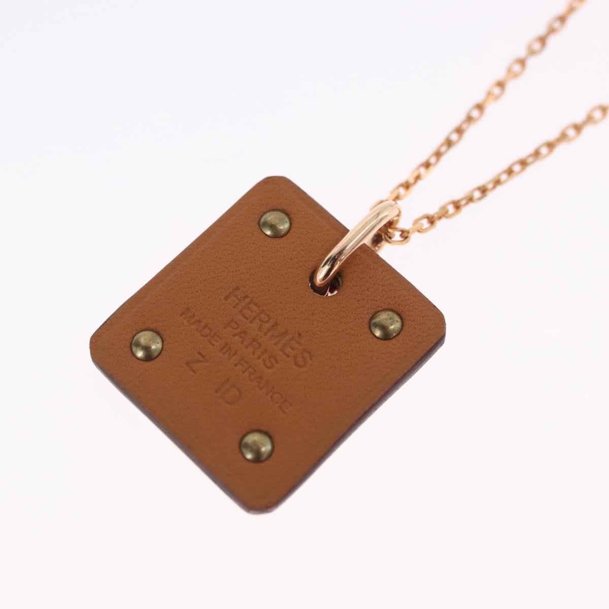 HERMES Asdu Cool PM Necklace metal Brown Auth 198852V