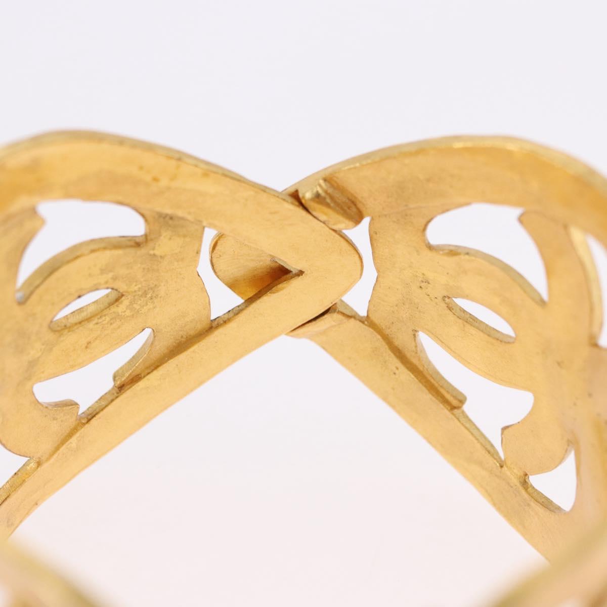 CHANEL Bangle COCO Mark Heart Bracelet metal Gold Tone CC Auth 198853V