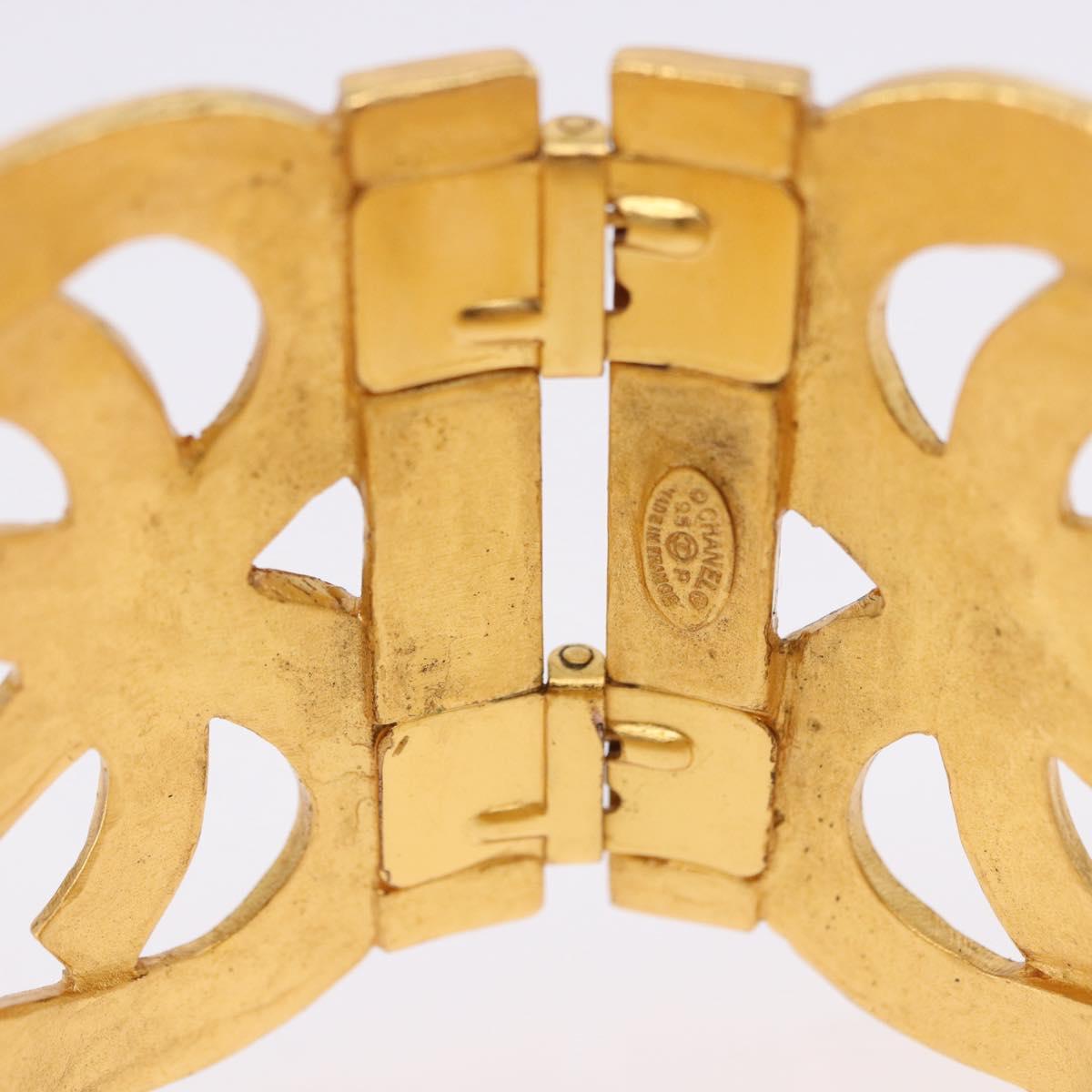 CHANEL Bangle COCO Mark Heart Bracelet metal Gold Tone CC Auth 198853V