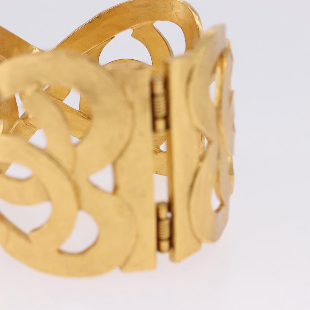 CHANEL Bangle COCO Mark Heart Bracelet metal Gold Tone CC Auth 198853V