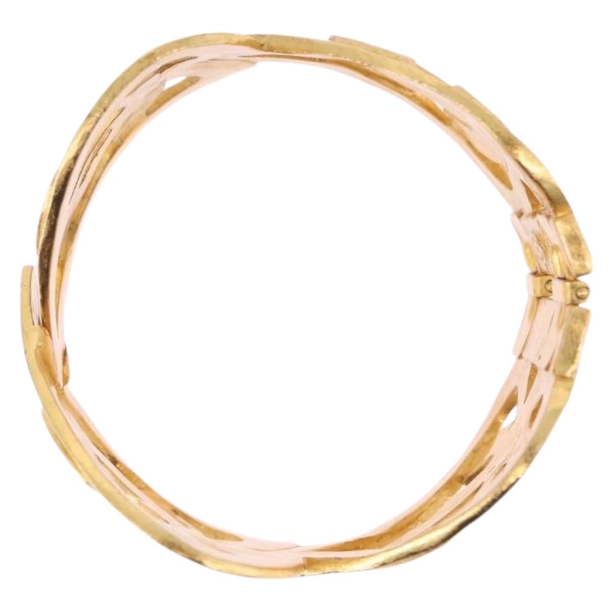 CHANEL Bangle COCO Mark Heart Bracelet metal Gold Tone CC Auth 198853V