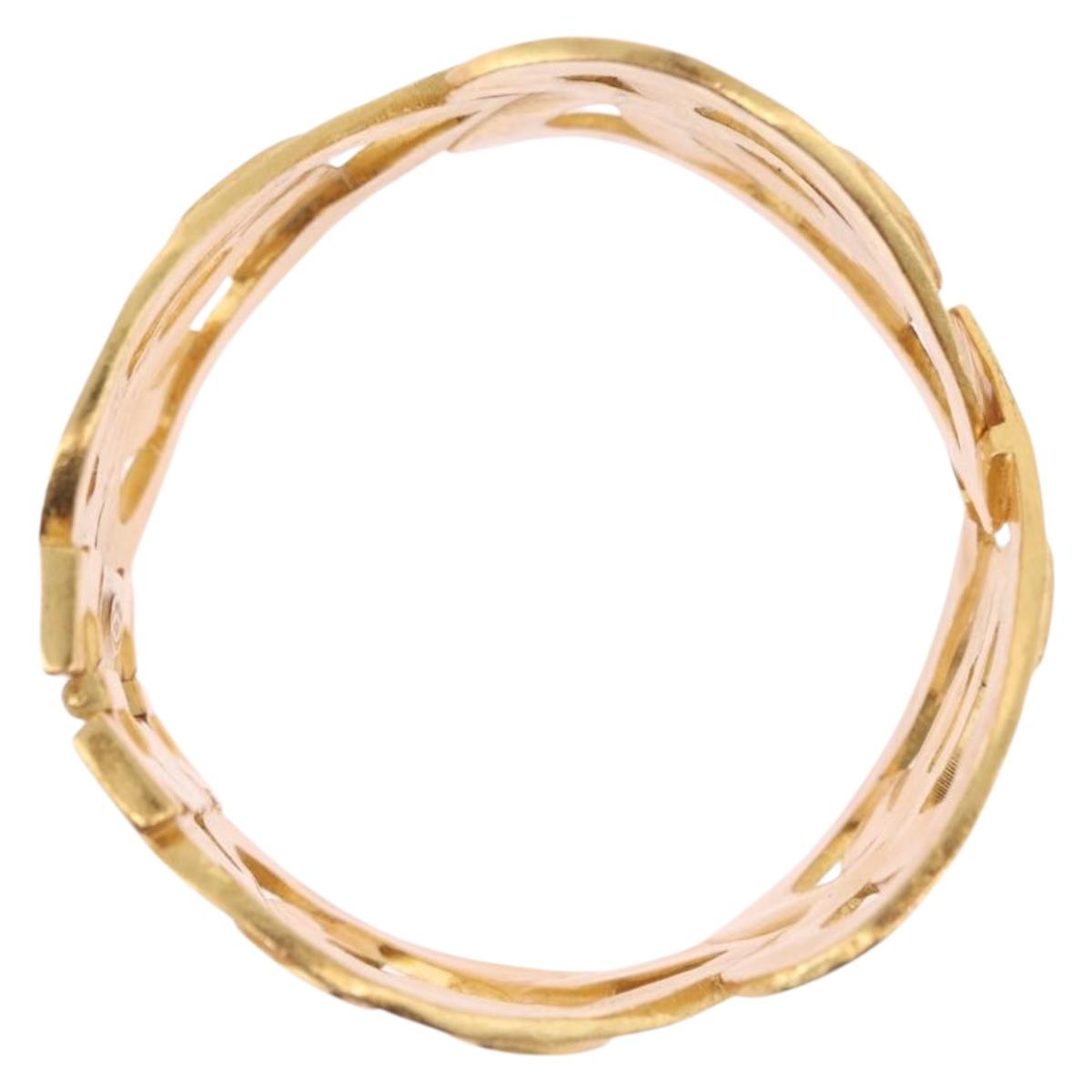 CHANEL Bangle COCO Mark Heart Bracelet metal Gold Tone CC Auth 198853V