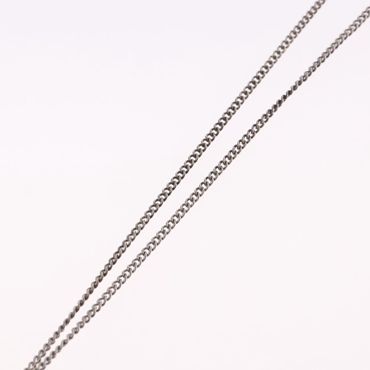 CHANEL COCO Mark Necklace Metal Silver CC Auth 198854V