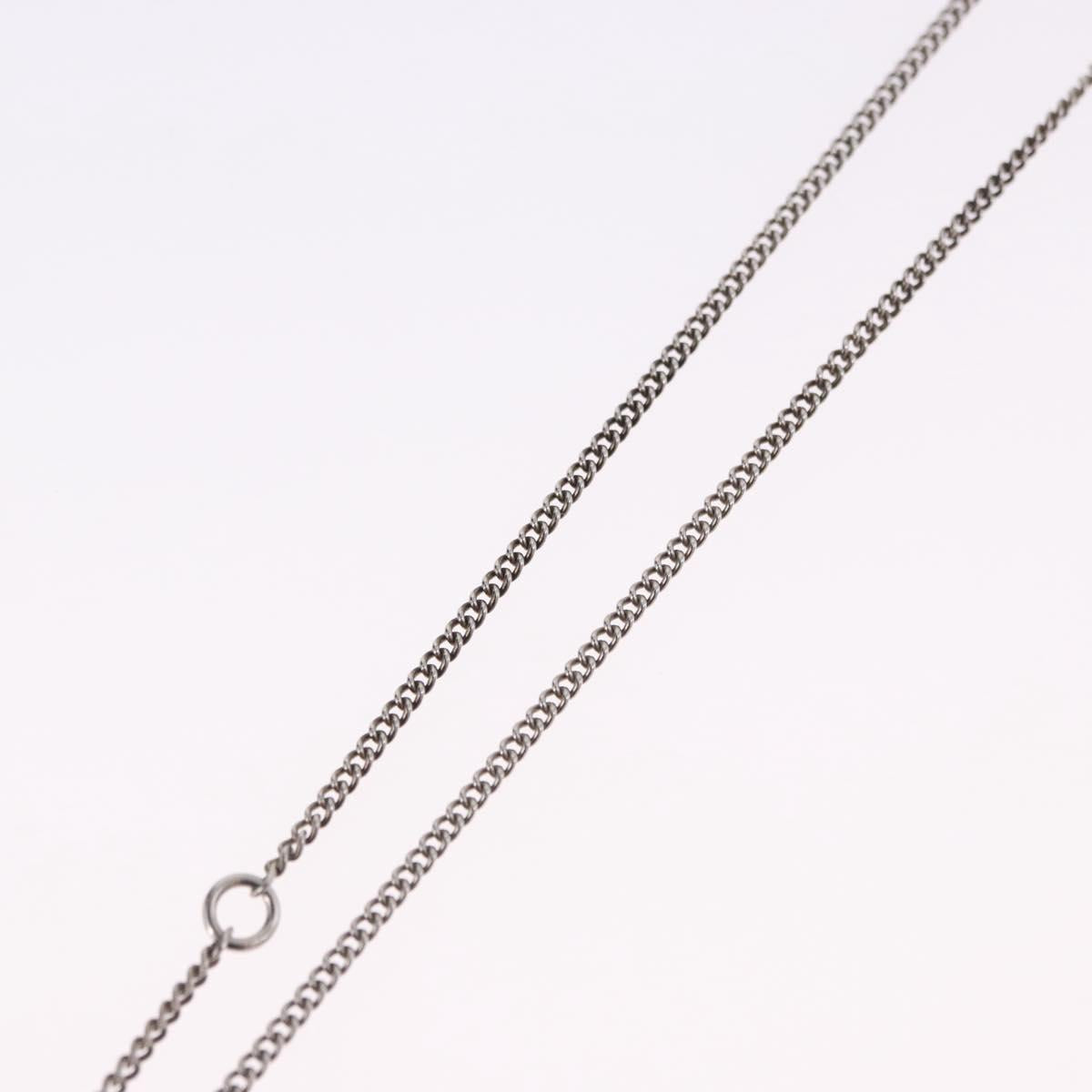 CHANEL COCO Mark Necklace Metal Silver CC Auth 198854V