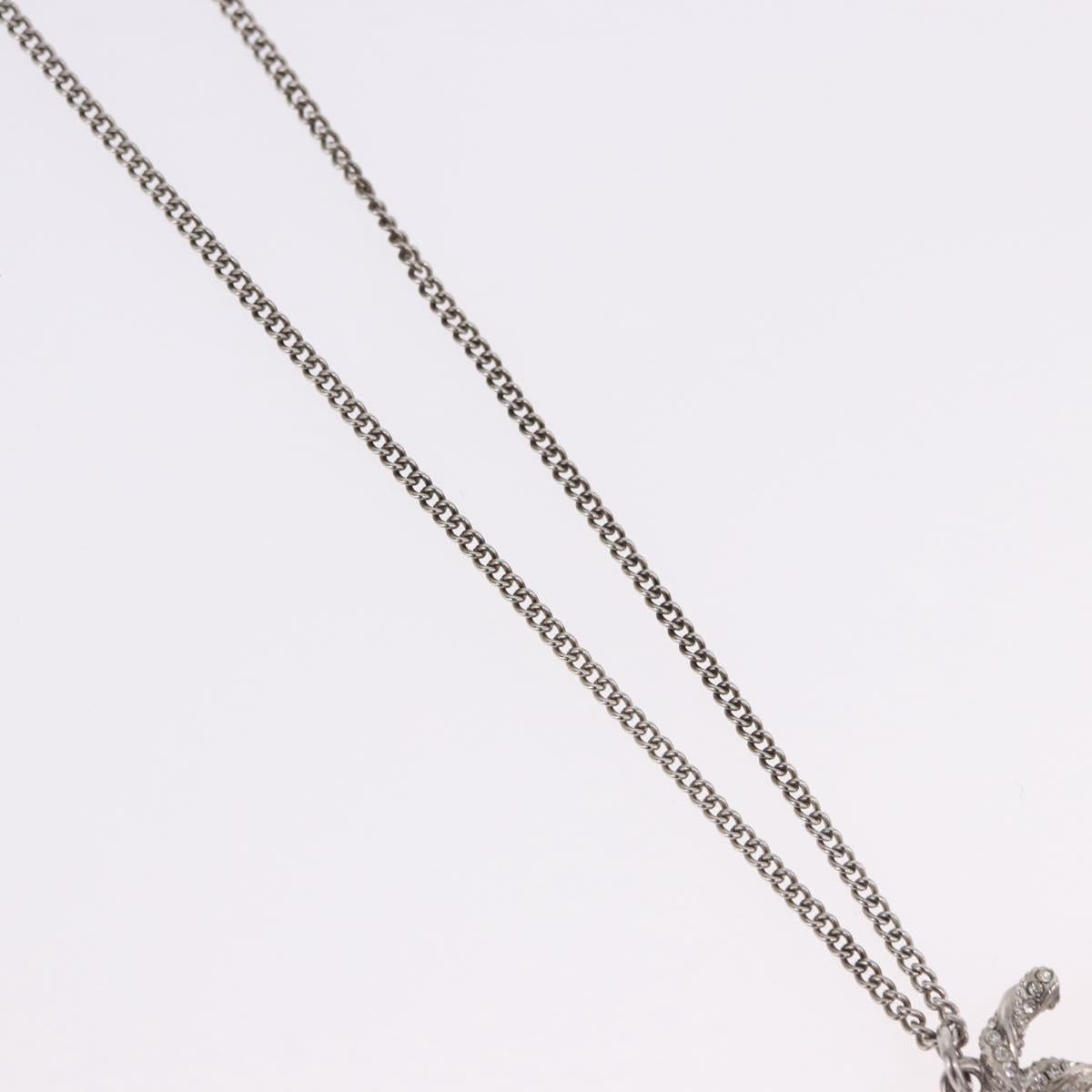 CHANEL COCO Mark Necklace Metal Silver CC Auth 198854V