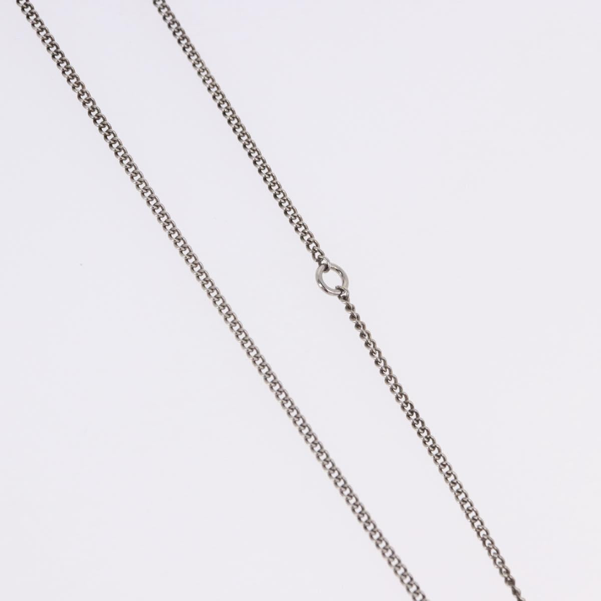 CHANEL COCO Mark Necklace Metal Silver CC Auth 198854V
