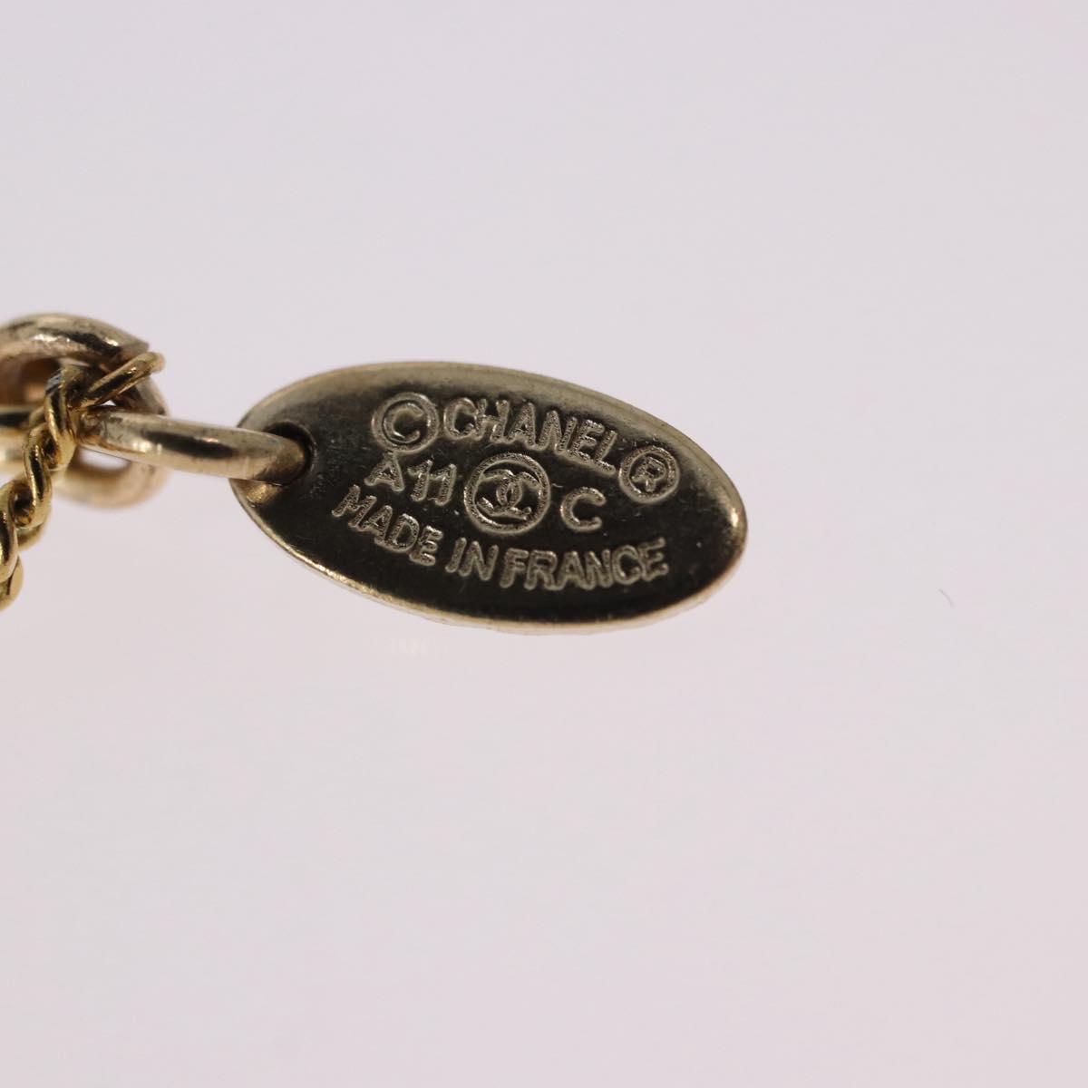 CHANEL COCO Mark Necklace metal Gold Tone CC Auth 198855V