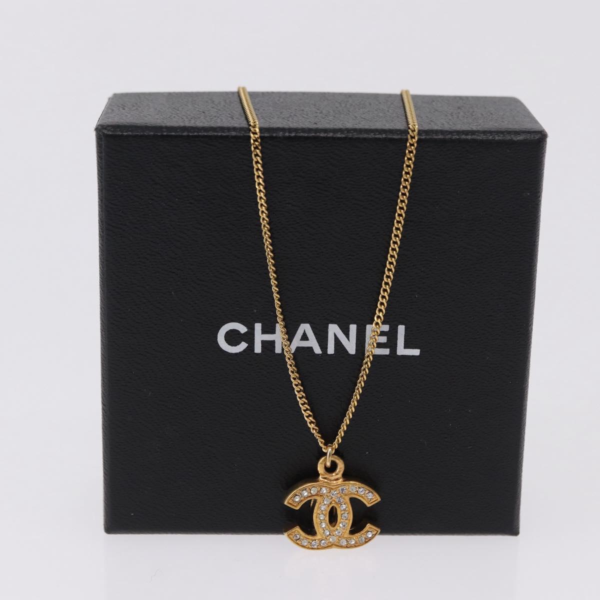 CHANEL COCO Mark Necklace metal Gold Tone CC Auth 198855V