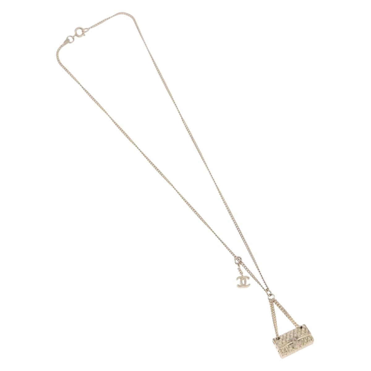 CHANEL Matelasse Necklace metal Gold Tone CC Auth 198856M