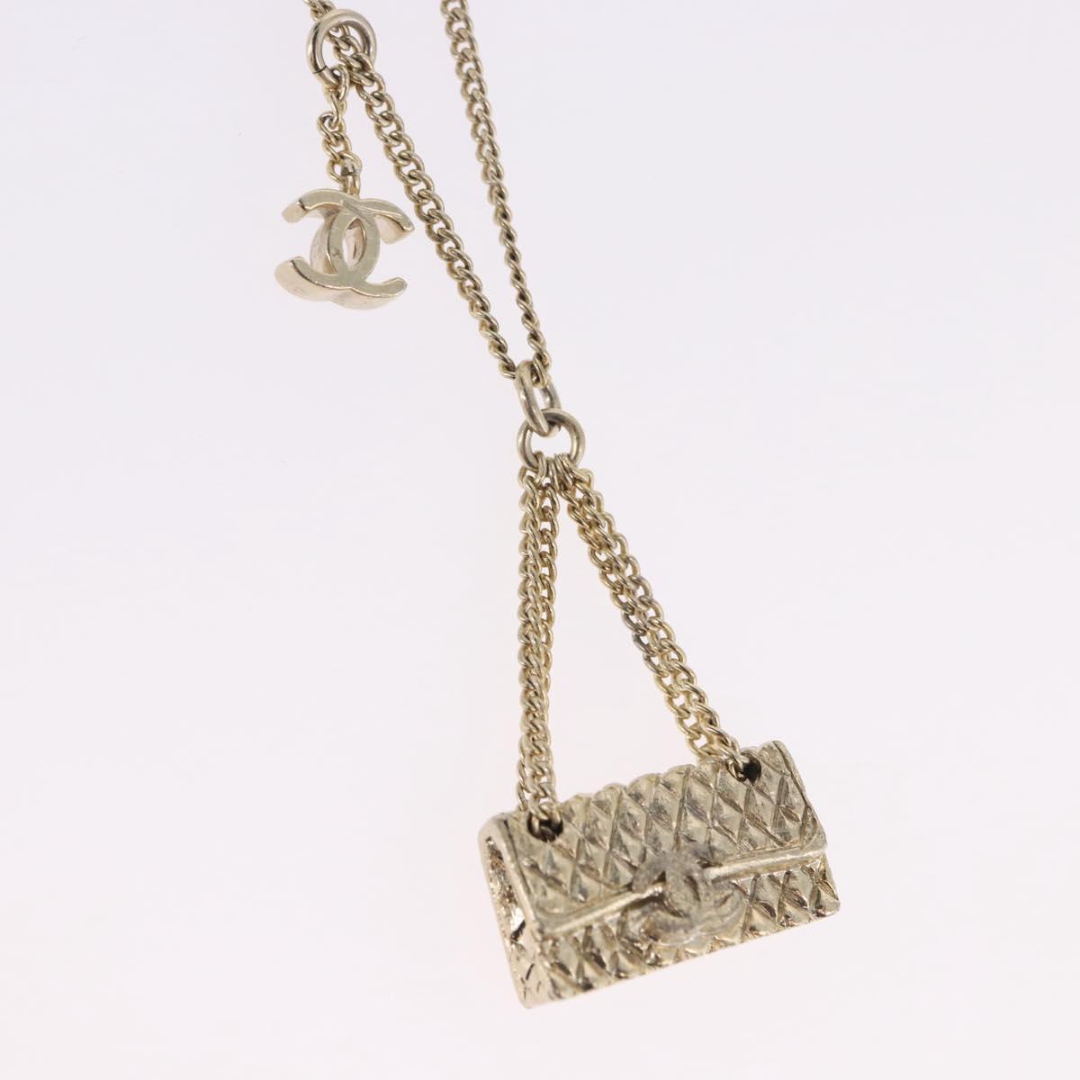 CHANEL Matelasse Necklace metal Gold Tone CC Auth 198856M