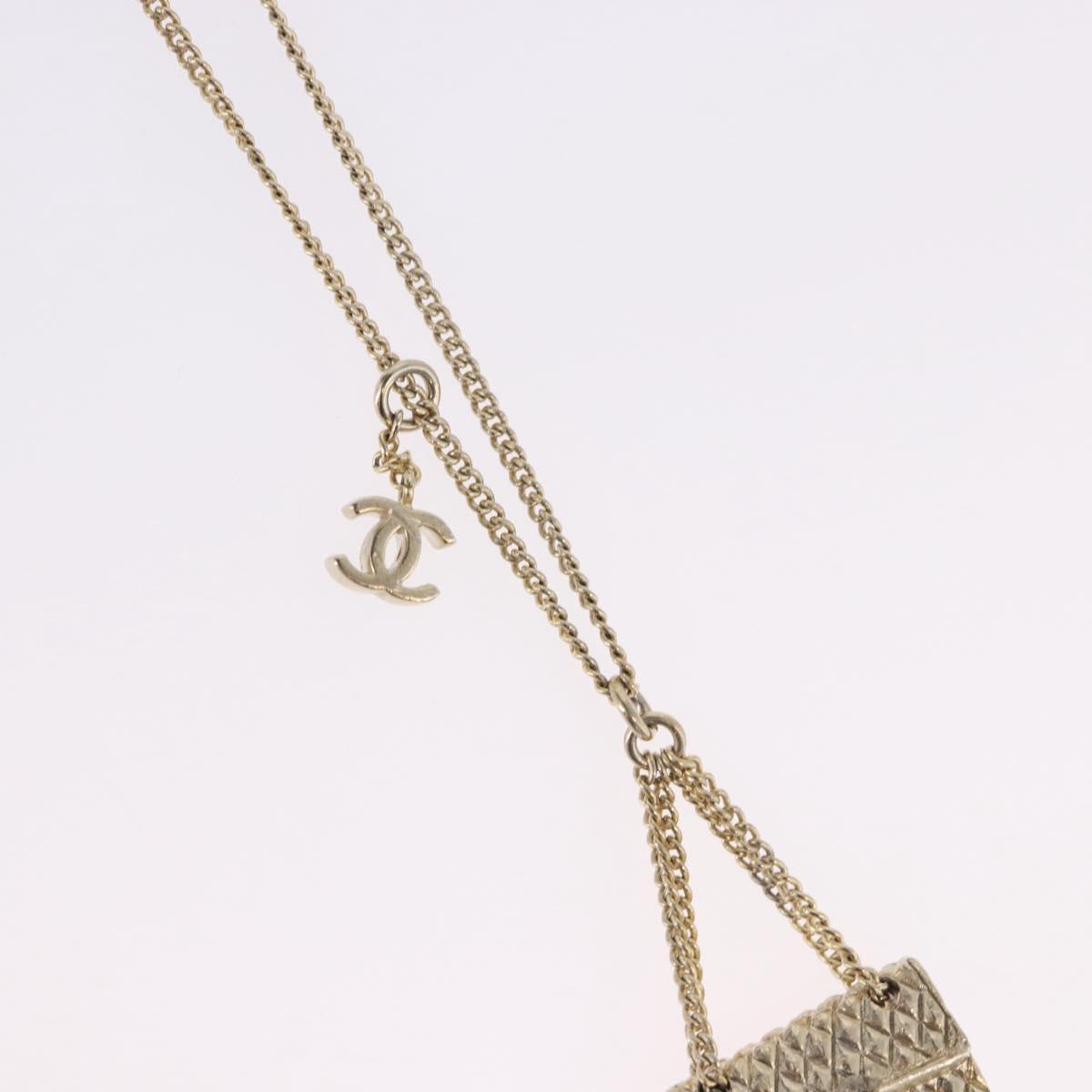 CHANEL Matelasse Necklace metal Gold Tone CC Auth 198856M