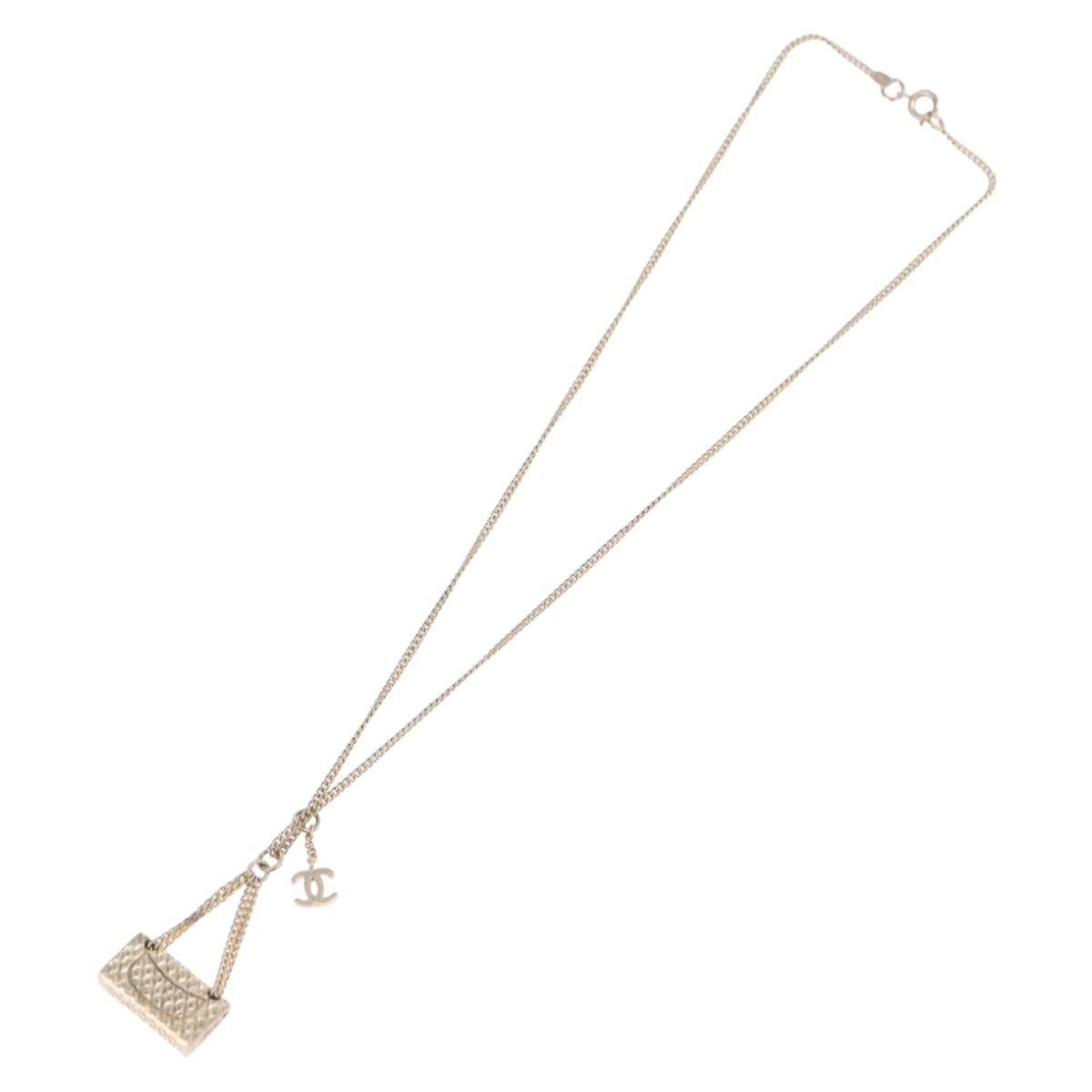 CHANEL Matelasse Necklace metal Gold Tone CC Auth 198856M