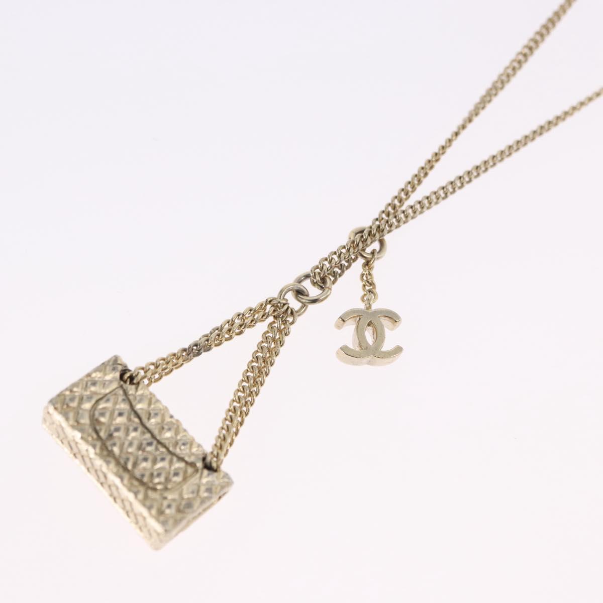 CHANEL Matelasse Necklace metal Gold Tone CC Auth 198856M