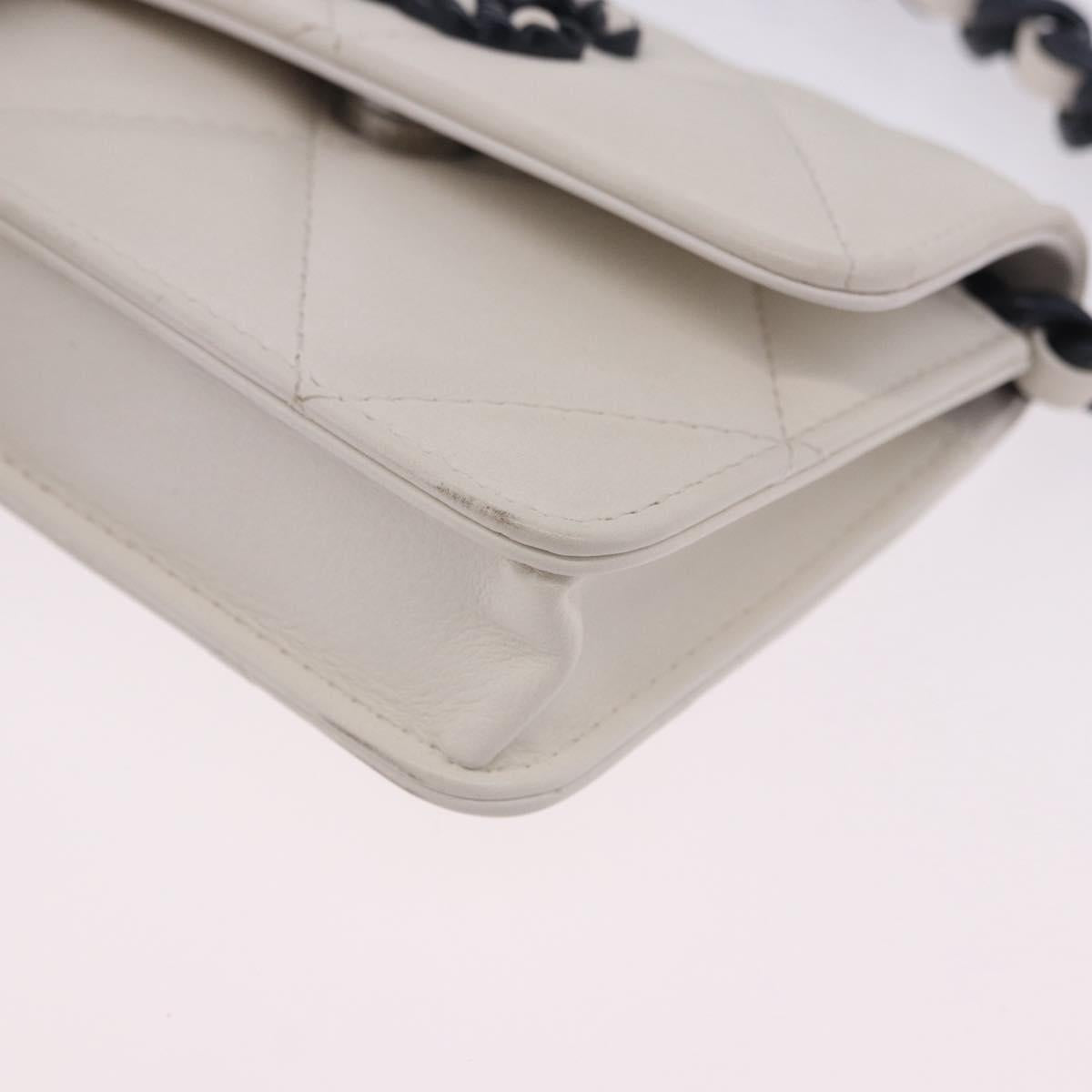 CHANEL chanel 19 Chain Wallet Lamb Skin White Silver CC Auth 198864M