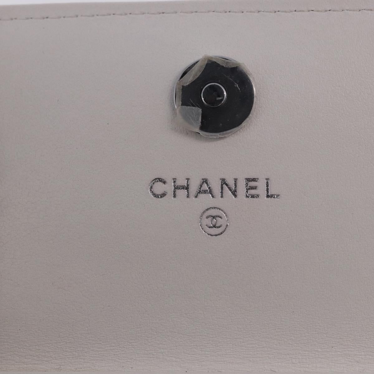 CHANEL chanel 19 Chain Wallet Lamb Skin White Silver CC Auth 198864M
