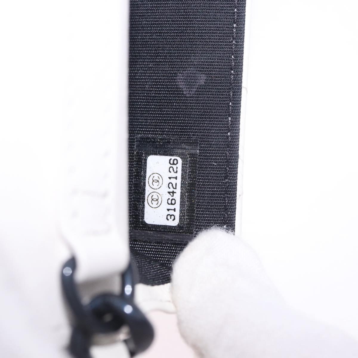 CHANEL chanel 19 Chain Wallet Lamb Skin White Silver CC Auth 198864M