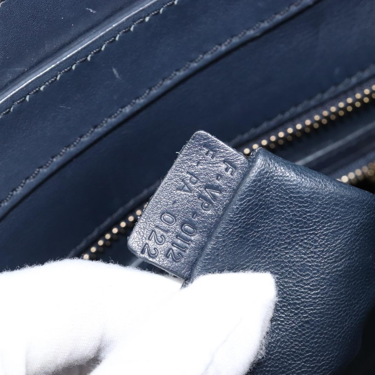CELINE Luggage Mini Shopper Hand Bag Leather Navy Gold Auth 198865A