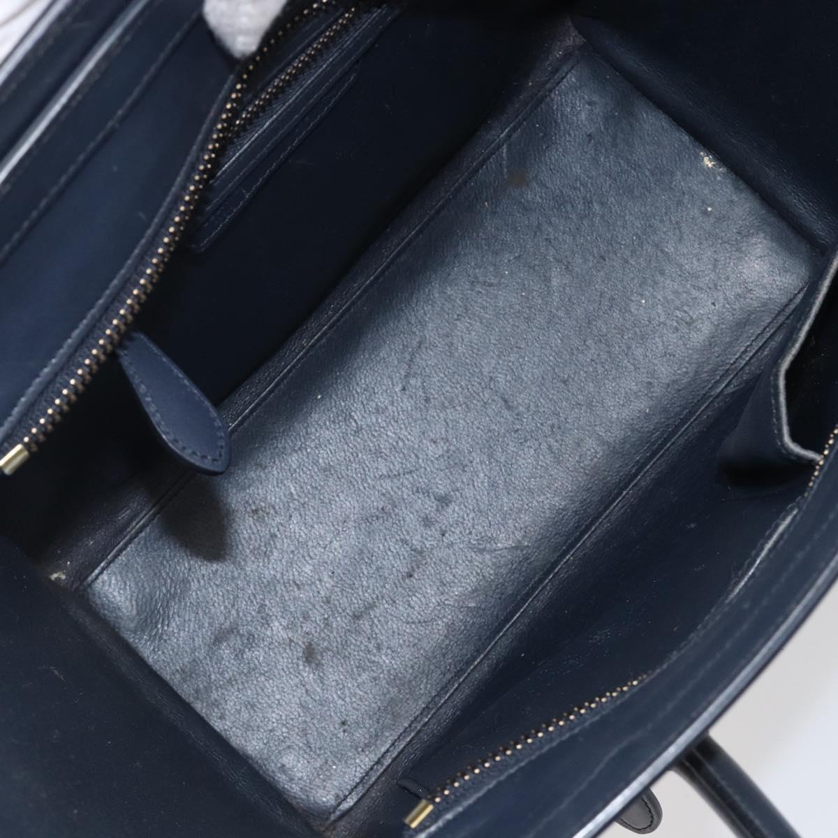 CELINE Luggage Micro shopper Hand Bag Leather White Gold Tone Auth 198867A