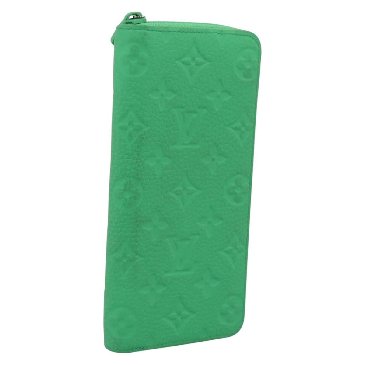 LOUIS VUITTON Taurillon Clemence Zippy Wallet Vertical Green M81549 Auth 198868M