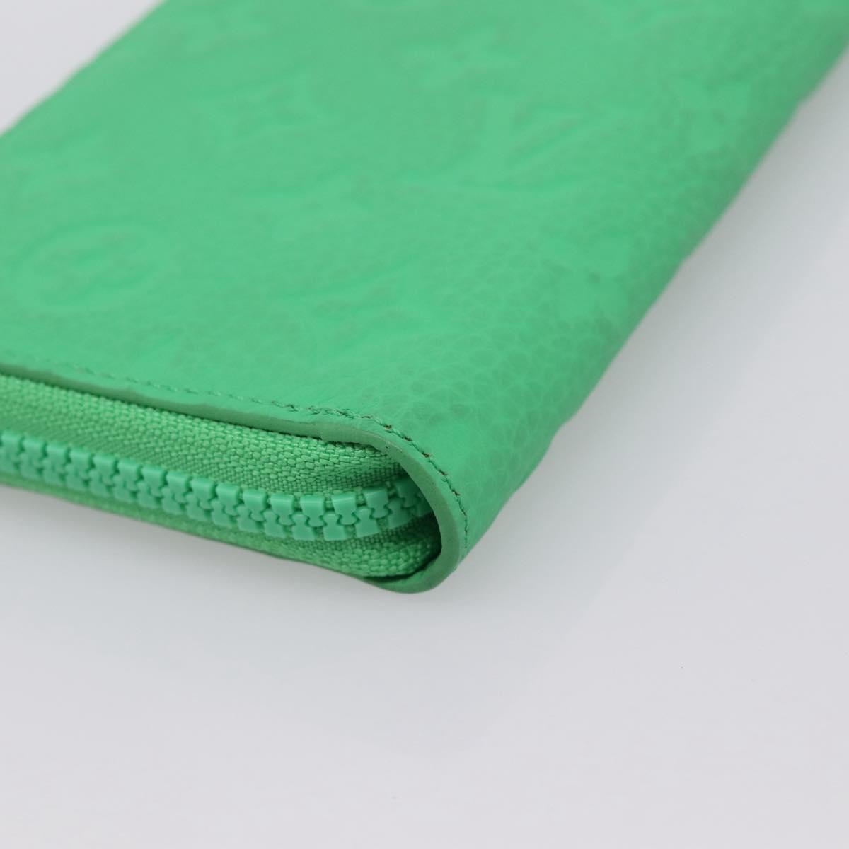 LOUIS VUITTON Taurillon Clemence Zippy Wallet Vertical Green M81549 Auth 198868M