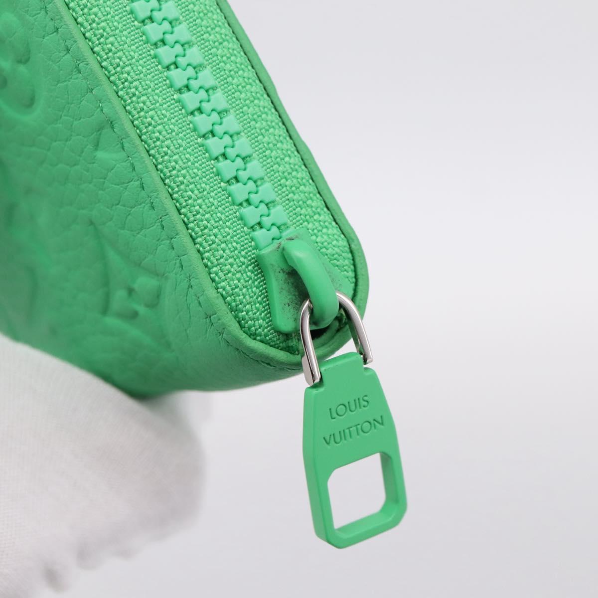 LOUIS VUITTON Taurillon Clemence Zippy Wallet Vertical Green M81549 Auth 198868M