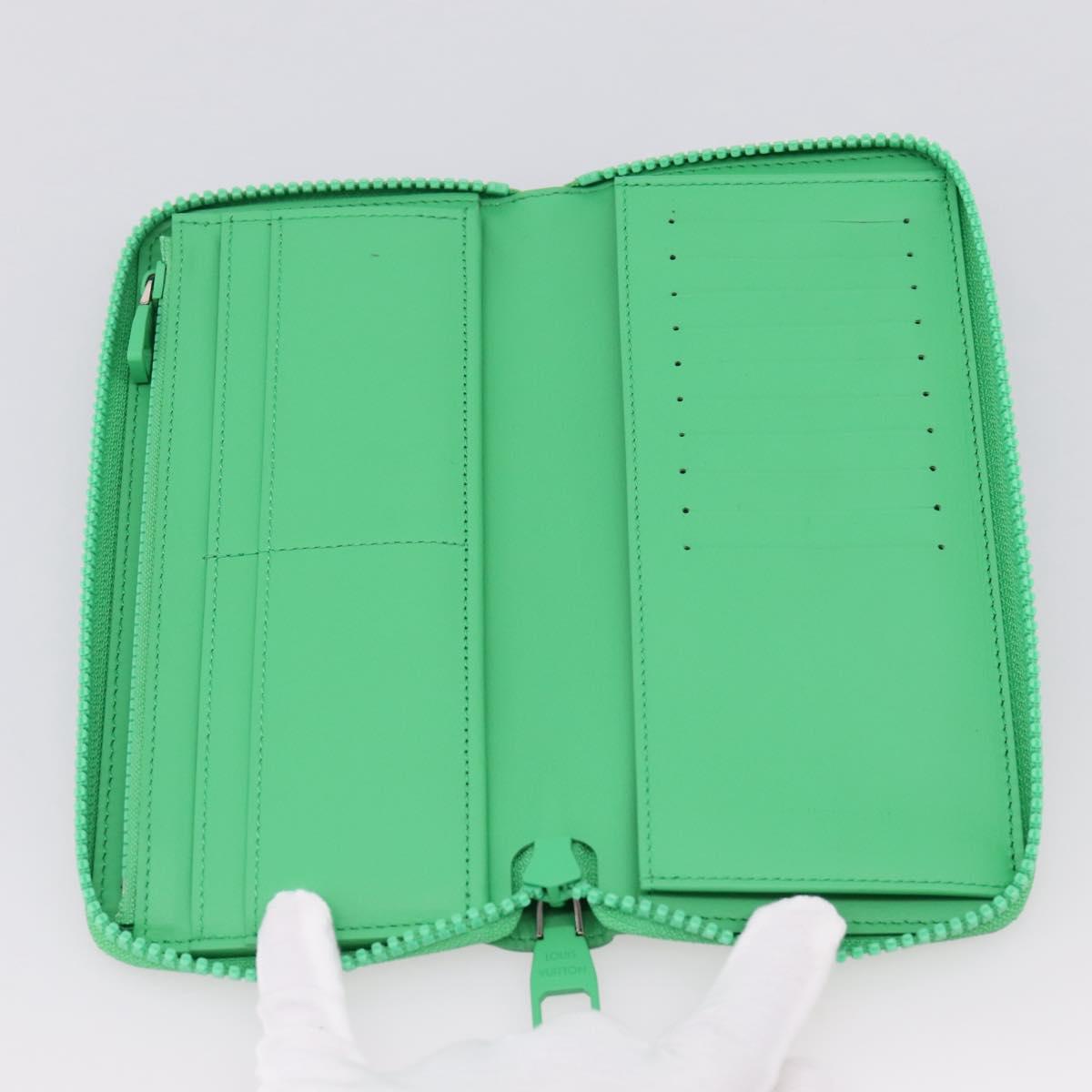 LOUIS VUITTON Taurillon Clemence Zippy Wallet Vertical Green M81549 Auth 198868M