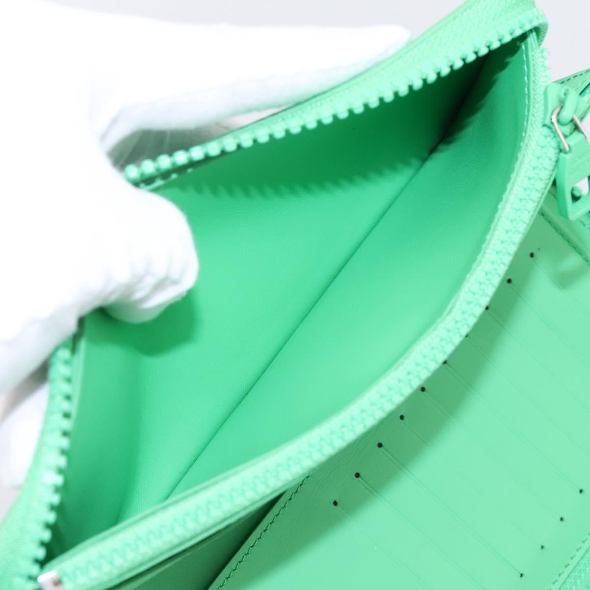 LOUIS VUITTON Taurillon Clemence Zippy Wallet Vertical Green M81549 Auth 198868M