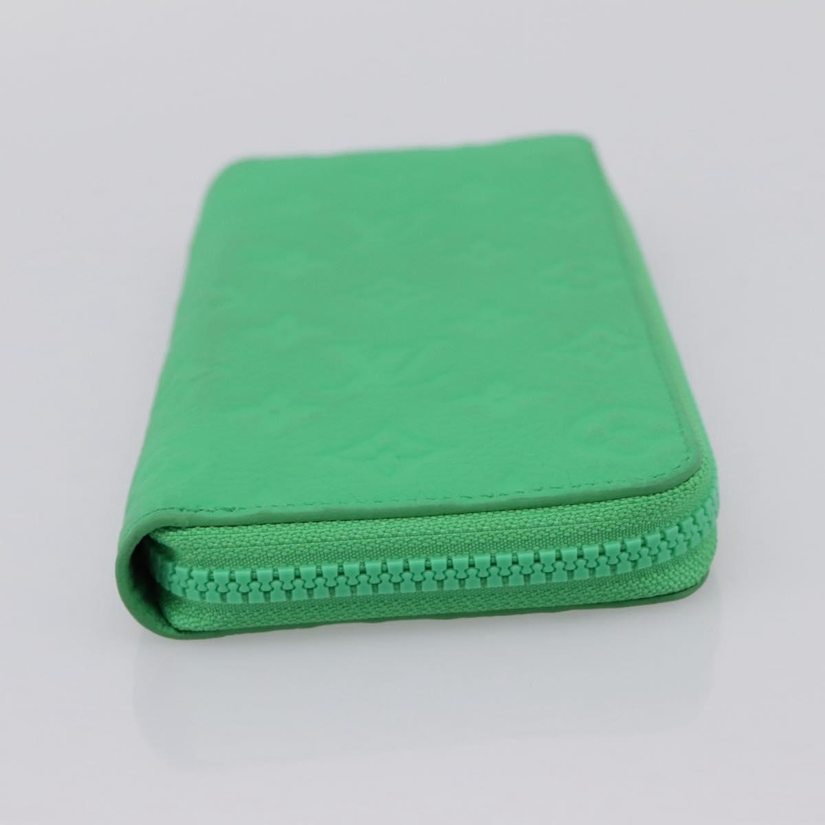 LOUIS VUITTON Taurillon Clemence Zippy Wallet Vertical Green M81549 Auth 198868M